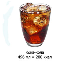 Кока-кола 496 мл = 200 ккал