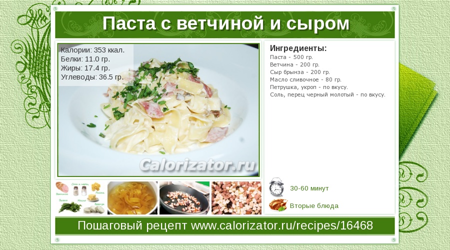 Паста с ветчиной пошагово с