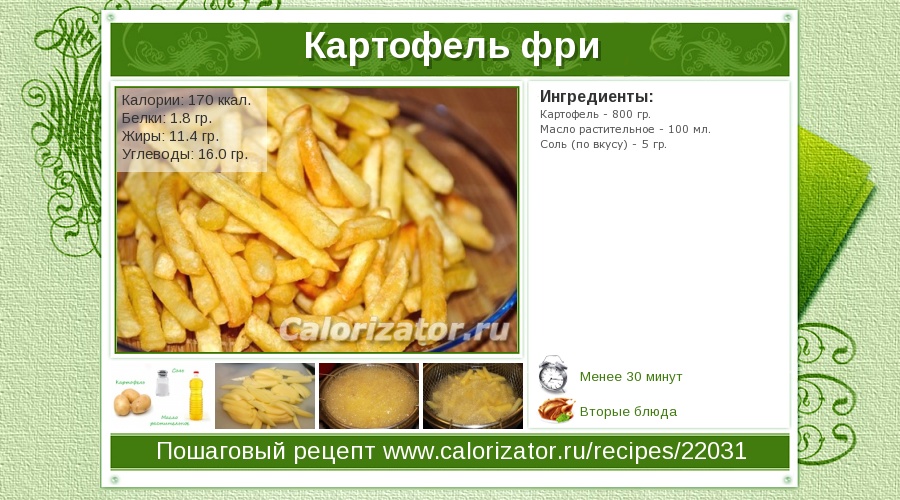 Калорийность картофеля жареного в 100 граммах Калорийность картофеля жареного в 100 граммах