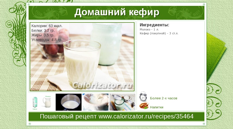 калорийность домашнего кефира