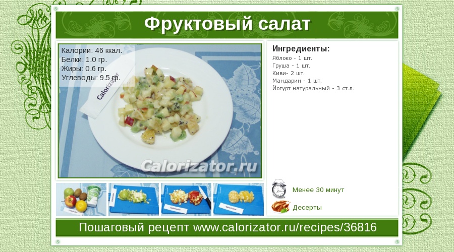Сладкий салат из фруктов с йогуртом рецепт