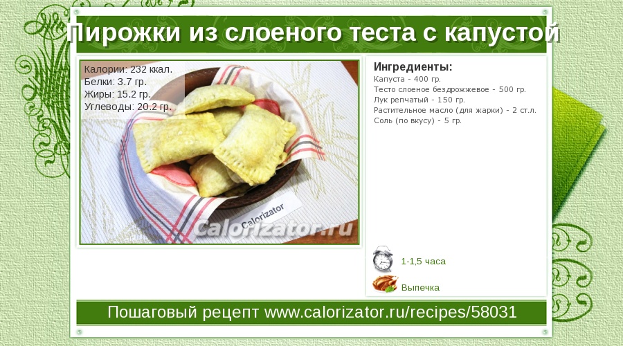 сколько калорий в пирожке с капустой сколько калорий в пирожке с капустой