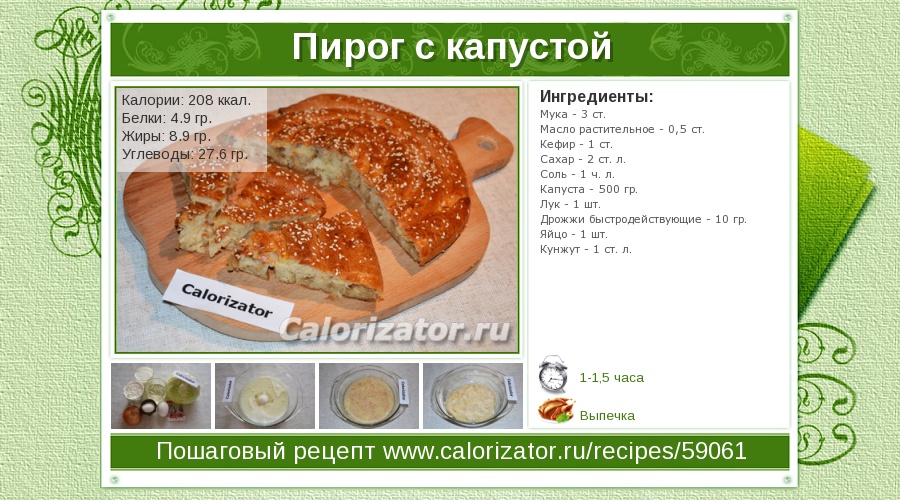 сколько калорий в пирожке жареном с капустой сколько калорий в пирожке жареном с капустой