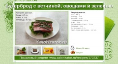 Бутерброд с ветчиной, овощами и зеленью