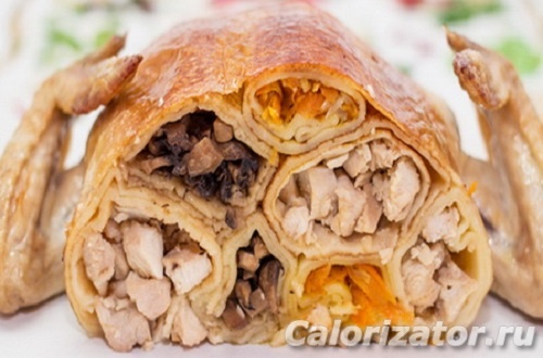 Курица, фаршированная блинами Курица, фаршированная блинами