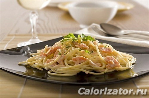 Макароны с лососем, водкой, лимоном и укропом Макароны с лососем, водкой, лимоном и укропом