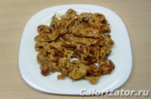 Желудки куриные с луком Желудки куриные с луком