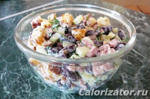 Фасолевый салат с сухариками и сыром картинки Фасолевый салат с сухариками и сыром картинки