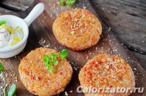 Котлеты из крабового мяса и овощей Котлеты из крабового мяса и овощей