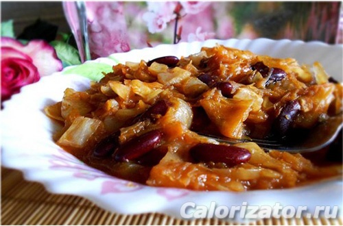 тушеная капуста с фасолью и мясом тушеная капуста с фасолью и мясом