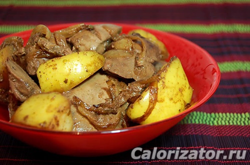 Куриная печень с яблоками и медом рецепт