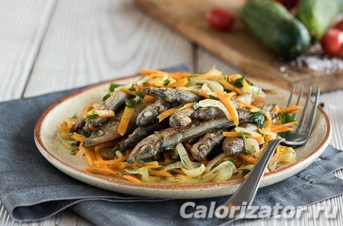 Жареная мойва с овощами Жареная мойва с овощами