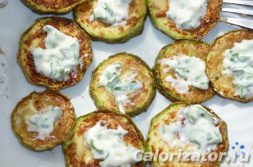 Жареные кабачки с майонезом и чесноком калорийность