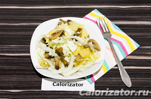Салат с ананасами фетой и шампиньонами Салат с ананасами фетой и шампиньонами