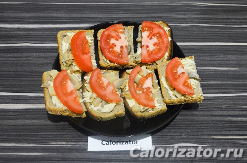 Бутерброды с хумусом и шампиньонами Бутерброды с хумусом и шампиньонами