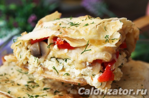 Пирог из лаваша с творогом и овощами Пирог из лаваша с творогом и овощами