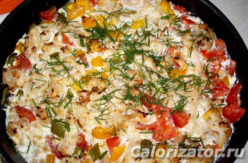 Цветная капуста с овощами в аэрогриле Цветная капуста с овощами в аэрогриле