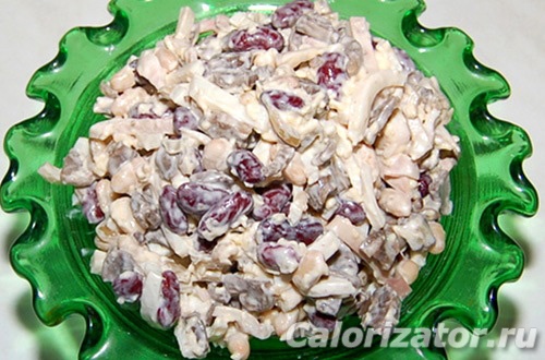 Салат кальмары с фасолью рецепт