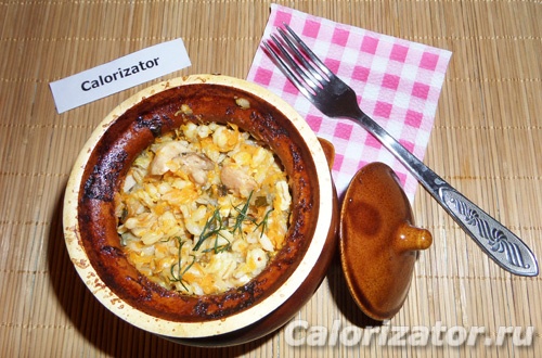 Перловка с курицей и овощами в горшочках Перловка с курицей и овощами в горшочках