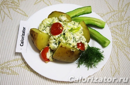 Печеный картофель с творогом Печеный картофель с творогом