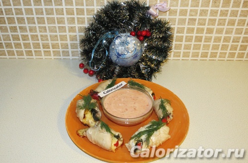 Новогодние куриные рулетики Новогодние куриные рулетики