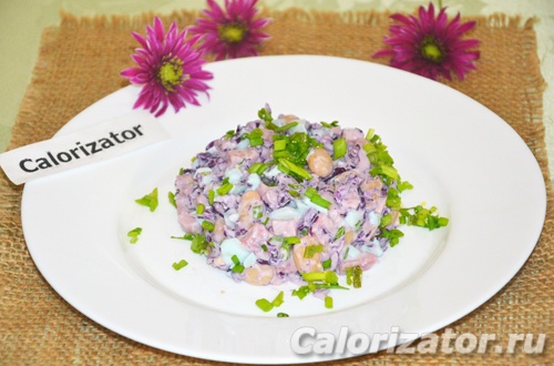 Салат с фасолью, яйцом и капустой Салат с фасолью, яйцом и капустой
