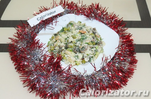 Новогодний оливье с шампиньонами Новогодний оливье с шампиньонами
