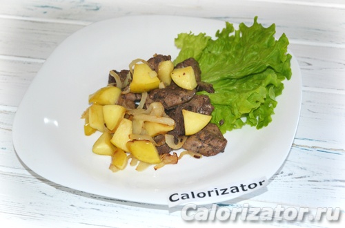 Куриная печенка с яблоками Куриная печенка с яблоками