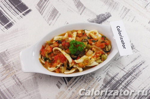 Кальмары с овощами Кальмары с овощами
