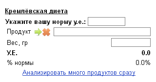 Виджет Кремлёвской диеты